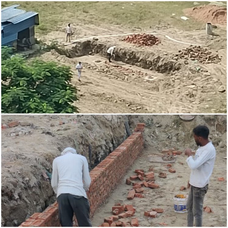 सेक्टर-75 में छठ घाट का निर्माण कार्य जोरों पर