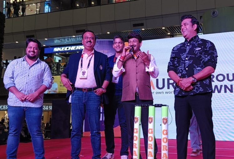 UP T20 LEAGUE TEAM GORAKHPUR LIONS BY GAURS GROUP GET A BOOST FROM RAVI KISHAN AND MANOJ TIWARI AT GAUR CITY MALL