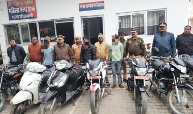 चोरी की 15 मोटर साइकिल के साथ दो बाल अपचारी सहित पांच गिरफ्तार