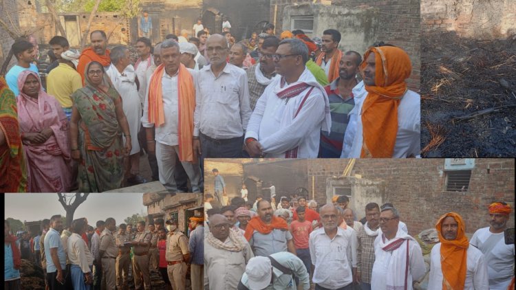आग से तीन पुरूष झुलसे व तीन गाय जली 1 गाय मरी